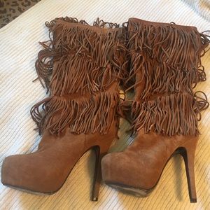 Mojo Moxy Suede Platform Tassel Boots